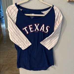 New Era Blue and White Texas quarter Sleeve Jersey Relaxed Fit
